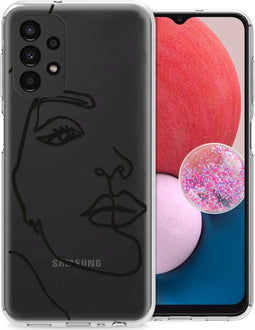 iMoshion Hoesje Geschikt voor Samsung Galaxy A13 (4G) Hoesje Siliconen - iMoshion Design hoesje - Transparant / Line Art Woman White