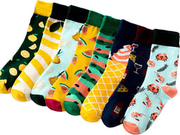 Smiling Socks® Fruit and Wine 7-Pack - Sokken Met Print - Antislip sokken - Kleurvol - Giftbox - Unisex - Cadeau voor haar | Leuke Sokken
