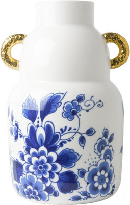 Heinen Delfts blauw vaas Goud Oortje laag