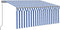 vidaXL - Luifel - handmatig - uittrekbaar - rolgordijn - LED - 3x2,5 - m - blauw - wit