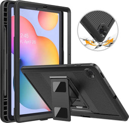 Accezz Rugged Back Case - Geschikt voor Samsung Galaxy Tab S6 Lite (2020/2022/2024) - Ingebouwde screenprotector - Zwart