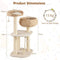 Coast - Kattenboom 104 cm - Krabpaal met Zitstaaf en Mand - Beige