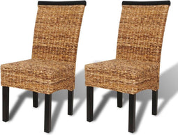 vidaXL - Eetkamerstoelen - 2 - st - abaca - en - massief - mangohout