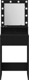 vidaXL - Zwarte - Eiken - Kaptafel - met - LED - Verlichting - - - 50x41x135 - cm