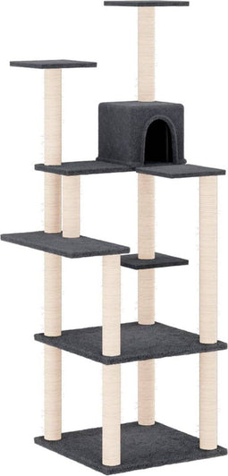 vidaXL - Kattenmeubel - met - sisal - krabpalen - 153 - cm - donkergrijs