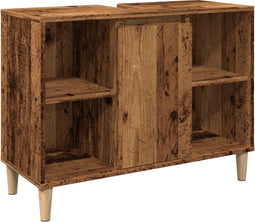vidaXL - Badkamerkast - 80x33x60 - cm - bewerkt - hout - oud - houtkleurig