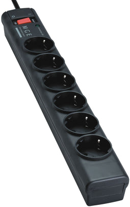 Eaton PS6F - Beveiligde stekkerdoos - 6x Geaarde stekkers - Zwart