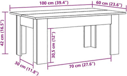 vidaXL - Salontafel - 100x60x42 - cm - bewerkt - hout - artisanaal - eikenkleur