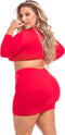 Pink Lipstick Lingerie Top en rok set -3XL/4XL- STOP & STARE 2PC Rood