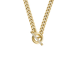 FOSSIL JF04956710 - Dames Collier - T-Bar met pavé-kristallen - Goudkleurig