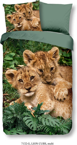 Good Morning Kinderdekbedovertrek "leeuwenwelpjes" - Multi - (140x200/220 cm) - Katoen