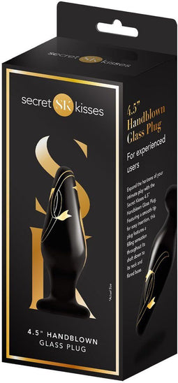 Secret Kisses Buttplug 4.5" Handblown Wide Glass Zwart