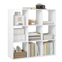 Woltu Boekenkast SK047ws met 9 Vakken - Kubusplank - Staande Opbergkast - Wit - 94 x 93 x 29,5 cm