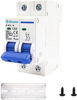 DC 500V 16A 2P miniatuur lijnbeveiligingsschakelaar laagspanning voor zonne-energiesysteem DIN Schienenberg
