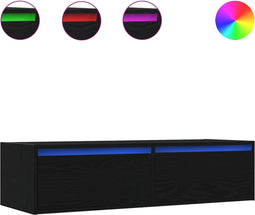 vidaXL - Tv-meubel - met - LED-verlichting - 100X35,5x25 - cm - zwart - eikenkleurig