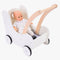 Angel Toys 606014 - Poppen loopwagen - Inclusief matrasje dekentje kussentje opbergtas - Grijs wit