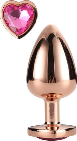 Dream Toys - Aluminium anaalplug met siersteen Medium Gleaming Love - Goud