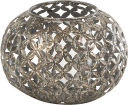 J-Line windlicht Cilinder Craquele - glas - grijs - small