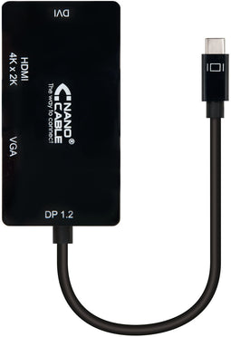 Nanocable 10.16.4301-BK - Adapter USB C naar VGA/HDMI/DVI - 10 cm - Zwart