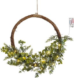 House of Seasons Kerstkrans met LED Verlichting - Ø45 cm - Groen
