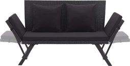 vidaXL - Tuinbank - met - kussens - 176 - cm - poly - rattan - zwart