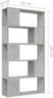 vidaXL-Boekenkast/kamerscherm-80x24x155-cm-spaanplaat-betongrijs