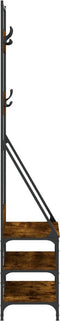 vidaXL - Kledingrek - met - schoenenrek - 72x34x184 - cm - gerookt - eikenkleurig