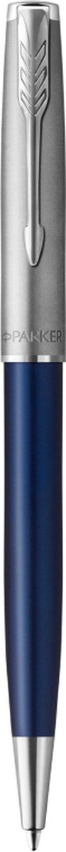 Parker Sonnet balpen, metaal en blauwe lak met palladiumdetails, medium penpunt zwarte inkt
