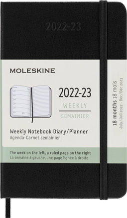 Moleskine 18 Maanden Agenda - 2022/23 - Wekelijks - Pocket - Harde Kaft - Zwart