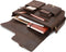 Lederen aktetas voor heren en dames, echt leer, laptoptas tot 13 inch, schoudertas met schouderriem,