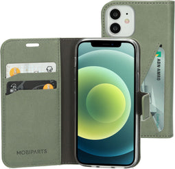 Mobiparts iPhone 12 Mini - Classic Wallet Case - Ruimte voor pasjes - Groen