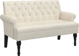 vidaXL - Bankje - met - rugleuning - 120x62x75,5 - cm - linnen