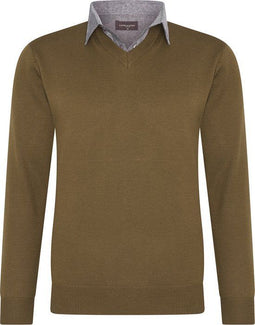 Cappuccino Italia - Heren Trui Mock Pullover - Bruin - Maat XL