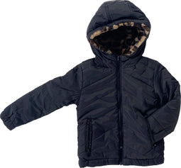 SOMEONE TIGRIS - Meisjes Jas - Met capuchon - Navy blauw met panterprint