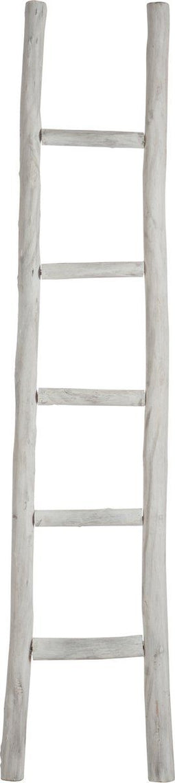 J-Line handdoekenrek - 5 treden ladder - hout - wit - 180 cm - woonaccessoires