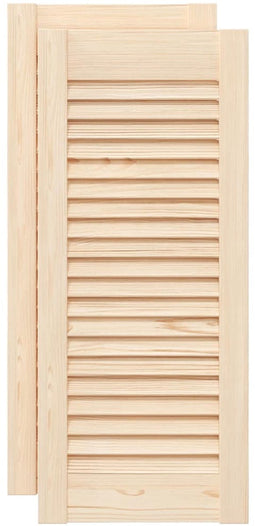 vidaXL - Kastdeuren - met - lamellen - 2 - st - 69x29,5 - cm - massief - grenenhout