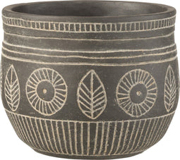 J-Line bloempot Fresco - cement - grijs - medium - Ø 18 cm