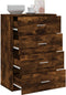 vidaXL - Dressoir - 60x31x84 - cm - bewerkt - hout - gerookt - eikenkleurig