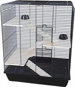 Remy - Rattenkooi - 3 verdiepingen 58x38x72 cm - Zwart