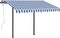 vidaXL - Luifel - automatisch - uittrekbaar - met - palen - 3x2,5 - m - blauw - en - wit