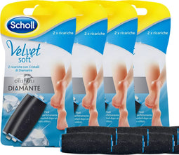 Scholl - Elektrische Eeltverwijderaar - Navulling - Velvet Soft - Extra Grof - Voetvijl - Diamantkristallen - 8 Stuks