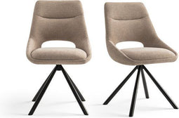 Furnihaus Tosca Eetkamerstoelen - Set van 2 - Luxe stof - Taupe (2 stuks)