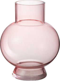 J-Line vaas Bol - glas - lichtroze - small - Ø 18 cm