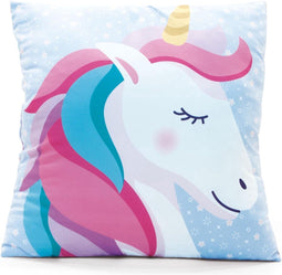 Sierkussen - Unicorn Meisjes Roze/blauw - Blauw En Roze - 30 Cm X 20 Cm