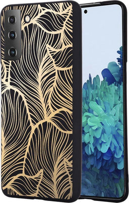 iMoshion Hoesje Geschikt voor Samsung Galaxy S21 Hoesje Siliconen - iMoshion Design hoesje - Goud / Zwart / Golden Leaves