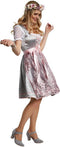 Dressforfun Mini-Dirndl Sonthofen - Verkleedkleding - Vetersluiting en tule schort - Zilver met roze