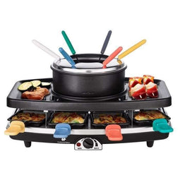 Continental Edison FD12881 - Raclette en Fondue - 3 in 1 - 8 personen - Zwart