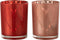 J-Line windlicht Hart - glas - rood/roze - small - 2 stuks