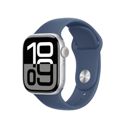 Apple Watch Series 10 - Smartwatch - GPS - 42mm - Aluminium - Sportbandje S/M - Zilver (Blauw)