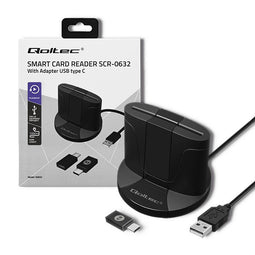 Qoltec 50632 Intelligent Smart ID chip card reader SCR-0632 | USB type C